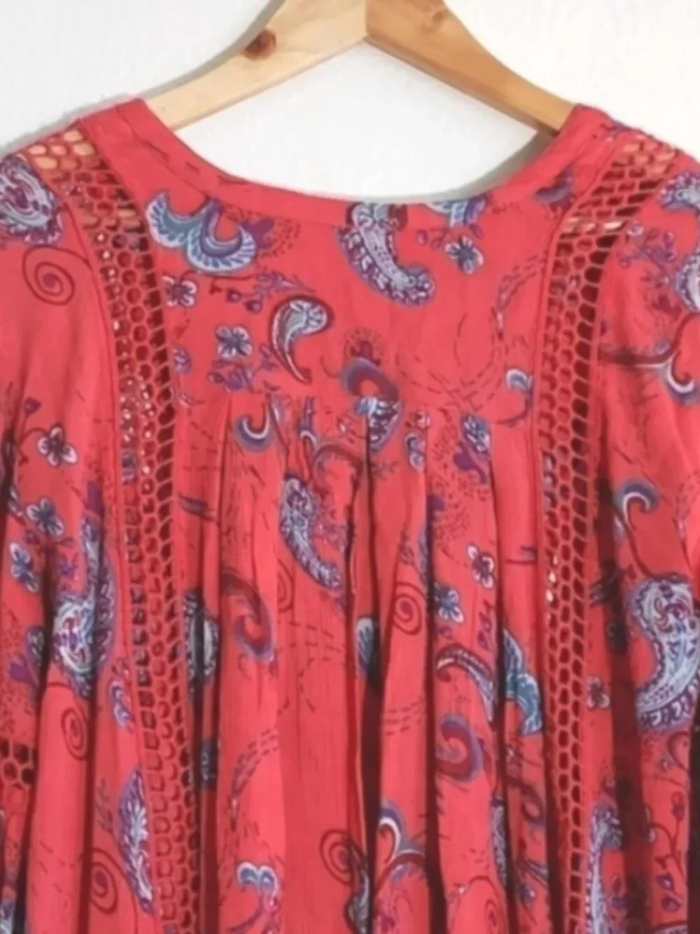 Free People Just The Two Of Us Printed Tunic Pink Red Medium
